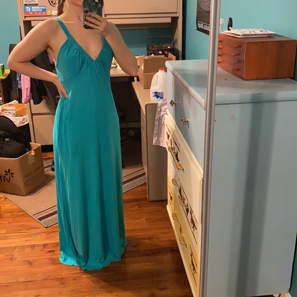 C&C California Dresses & Skirts - Blue Knit Gathered Bust Maxi Dress